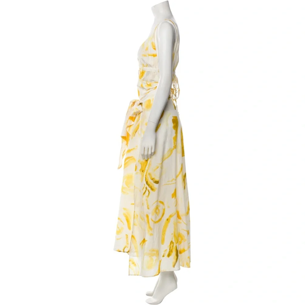 Cult Gaia Chelsea Plunge-Neck Midi Dress In White Silk - Picture 7 of 13